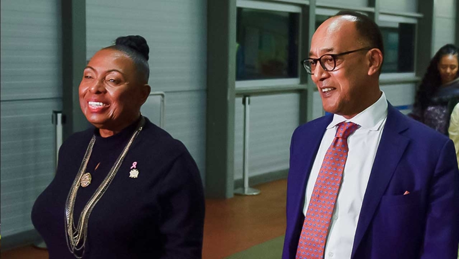 Minister Grange and is Imperial Highness the Prince Ermias Sahle-Selassie shares a candid moment