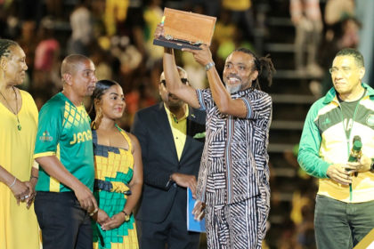 Machel Montano receives the Key to the City of Kingston (Photo: Marlon Reid)
