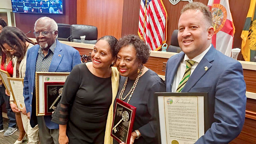 Minister Olivia Grange & Dr. Julius Garvey, Son of Marcus Garvey, Receive Key to the City of Lauderhill