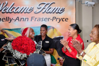 Sprint Legend Shelly-Ann Fraser-Pryce get warm welcome at the Norman Manley International Airport